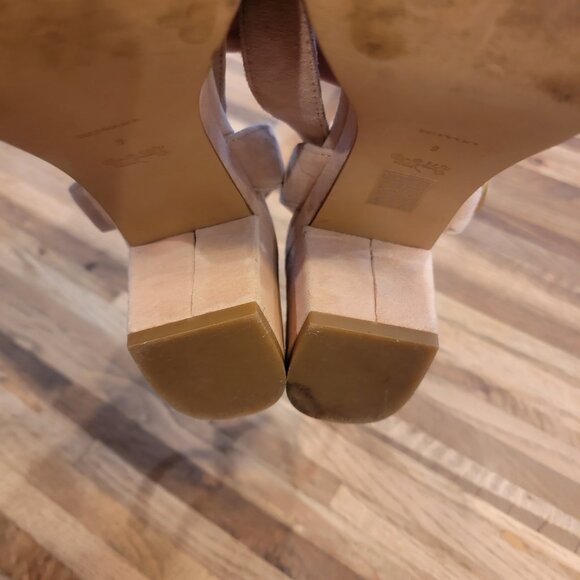 COACH Serena C-Buckle Suede Platform Sandals G4902 Beechwood Tan - Picture 14 of 16